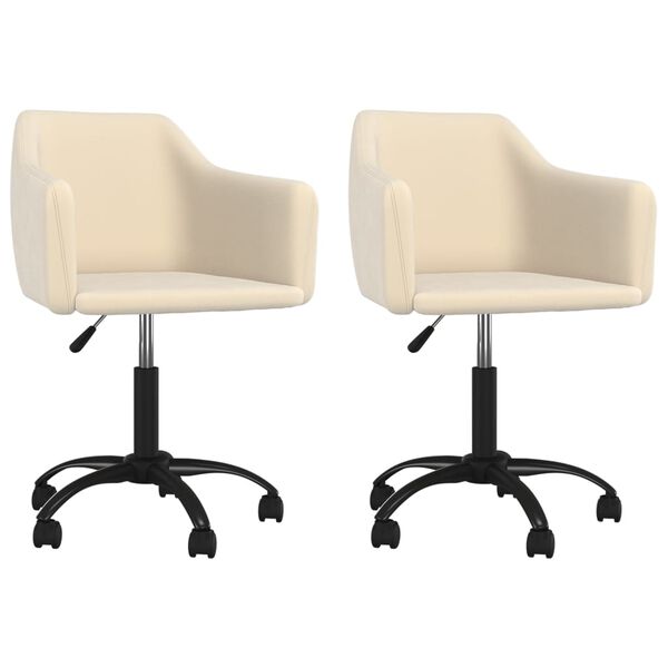 vidaXL Obrotowe krzesła stołowe, 2 szt., kremowe, aksamitne