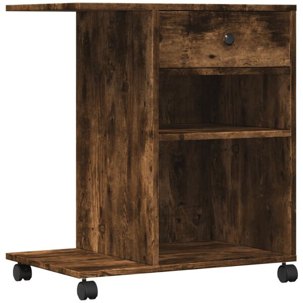 vidaXL Szafka pod drukarkę, z k&oacute;łkami, przydymiony dąb, 60x40x68,5 cm