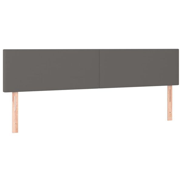 vidaXL Zagł&oacute;wek do ł&oacute;żka z LED, szary, 160x5x78/88 cm, sztuczna sk&oacute;ra