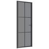 vidaXL Drzwi wewnętrzne, 76x201,5 cm, czarne, szkło ESG i aluminium