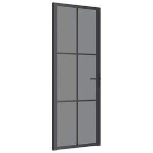 vidaXL Drzwi wewnętrzne, 76x201,5 cm, czarne, szkło ESG i aluminium