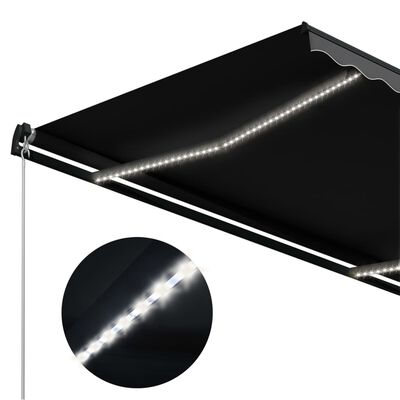 vidaXL Ręcznie zwijana markiza z LED, 600 x 300 cm, antracytowa