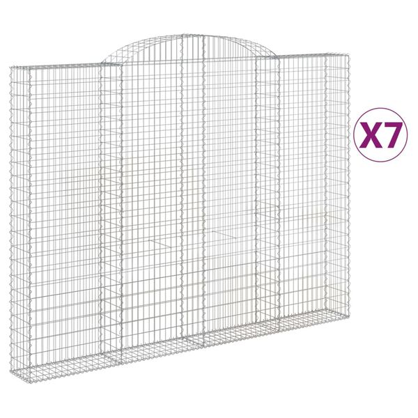 vidaXL Kosze gabionowe, 7 szt, 300x30x220/240 cm, galwanizowane żelazo
