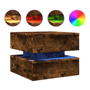 vidaXL Stolik kawowy z oświetleniem LED, przydymiony dąb, 50x50x40 cm