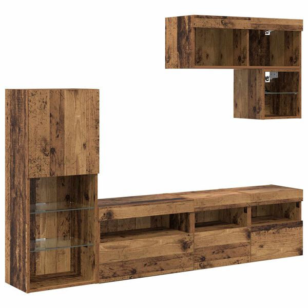 vidaXL Jednostki do montażu telewizora na ścianie 6 pcs Stare drewno