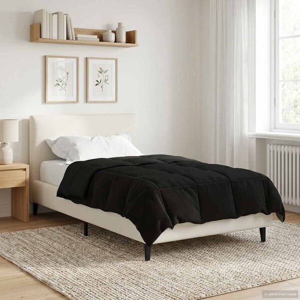 vidaXL Kołdra na cały rok Kwiłtowany Czarny 135 x 220 cm Mikrofibra