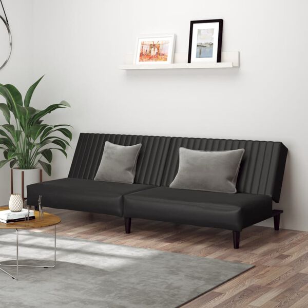 vidaXL 2-osobowa sofa, czarna, sztuczna skóra
