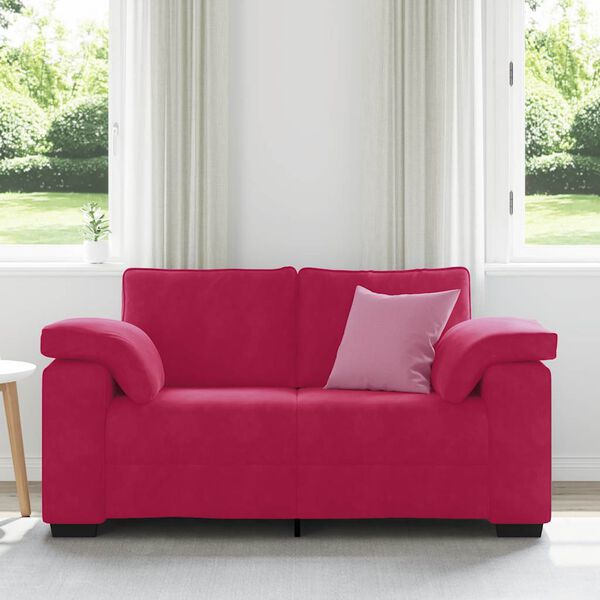 vidaXL Sofa dwuosobowa, wino czerwone, 160x77x82 cm, aksamit