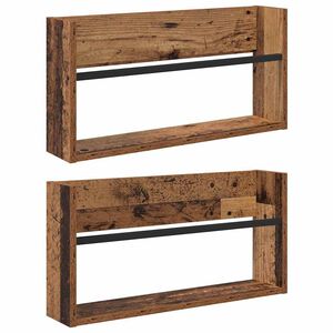 vidaXL Regał na gazety z p&oacute;łką 2 pcs Stare drewno 60 x 12 x 30 cm