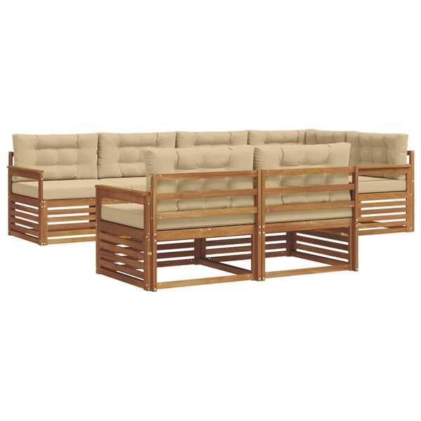 vidaXL Zestaw sof na zewnątrz z poduszką 7 pcs Naturalny i Beżowy