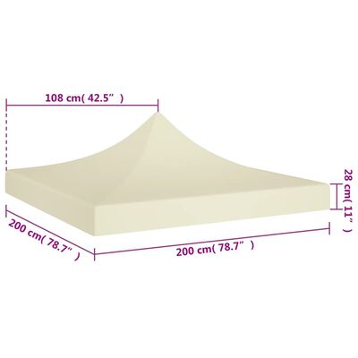 vidaXL Dach do namiotu imprezowego, 2 x 2 m, kremowy, 270 g/m²