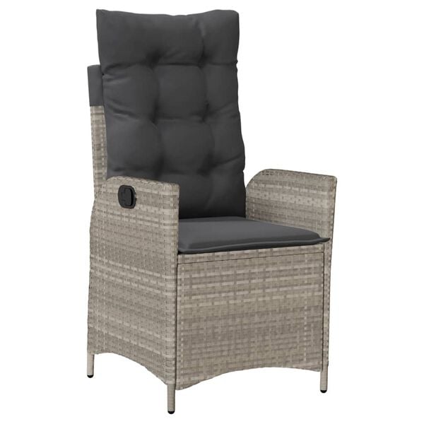 vidaXL 3-cz. zestaw mebli bistro z poduszkami, jasnoszary, polirattan