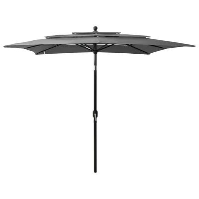 vidaXL 3-poziomowy parasol na aluminiowym słupku, antracyt, 2,5x2,5 m