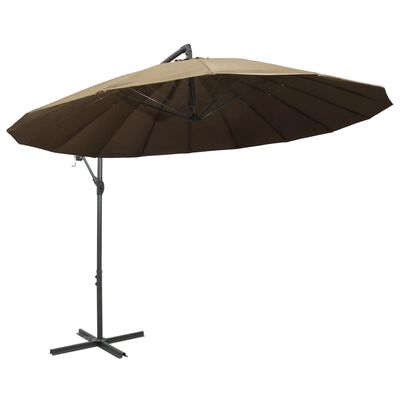 vidaXL Wiszący parasol ogrodowy, taupe, 3 m, słupek aluminiowy