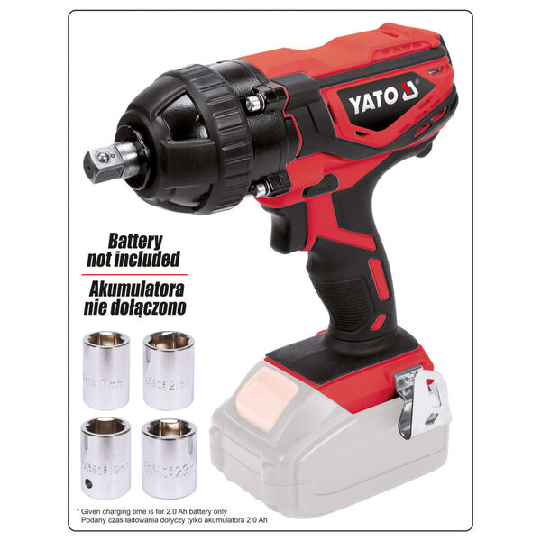 YATO Klucz udarowy bez akumulatora, 1/2'', 18 V, 300 Nm