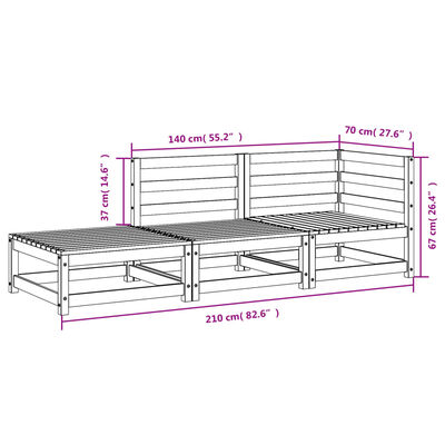 vidaXL 2-osobowa sofa ogrodowa z podnóżkiem, woskowy brąz, lita sosna