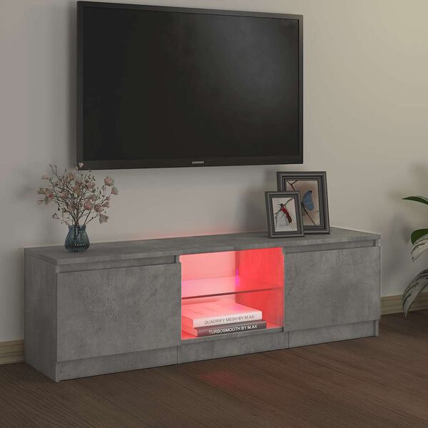 vidaXL Szafka pod TV, z oświetleniem LED, szara, 120 x 30 x 36 cm