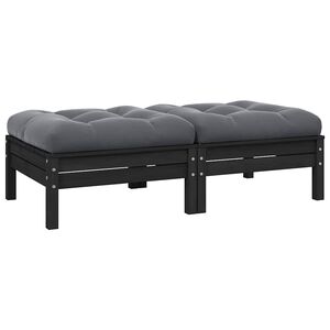 vidaXL 2-osobowa sofa ogrodowa z poduszkami, czarna, drewno sosnowe