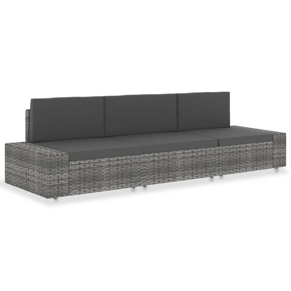 vidaXL Sofa modułowa 3-osobowa, rattan PE, szara