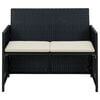 vidaXL 2-osobowa sofa ogrodowa z poduszkami, polirattan, czarna