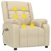 vidaXL Podnoszony fotel masujący, kremowa, tkanina