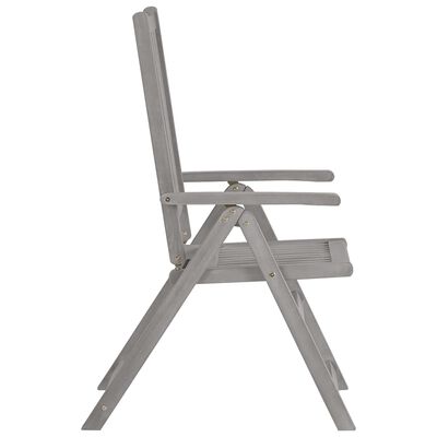 vidaXL Rozkładane krzesła ogrodowe, 3 szt., szare, drewno akacjowe