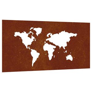 vidaXL Ogrodowa dekoracja ścienna, 105x55 cm, stal kortenowska, mapa