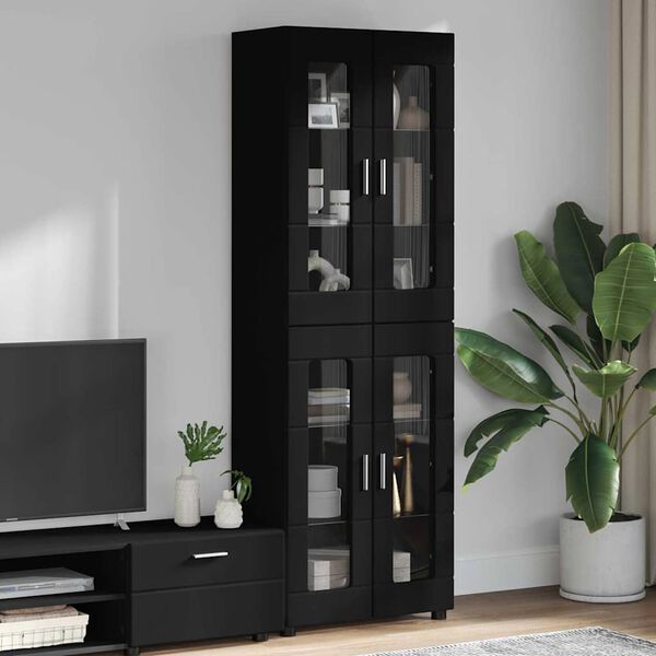 vidaXL Highboard Czarny 60 x 35 x 182 cm Materiał drewnopochodny