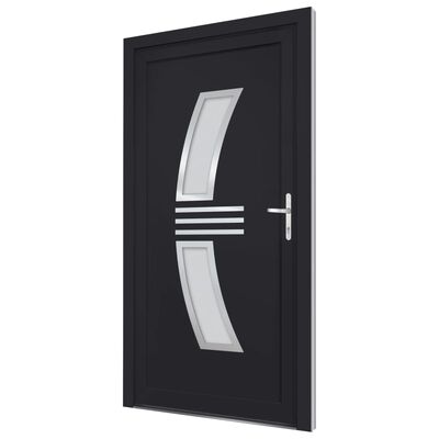 vidaXL Drzwi wejściowe, antracytowe, 108x208 cm, PVC