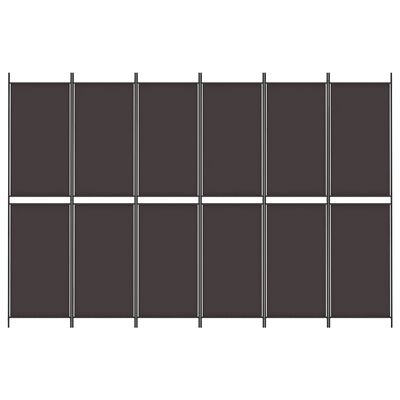 vidaXL Parawan 6-panelowy, brązowy, 300x200 cm, tkanina