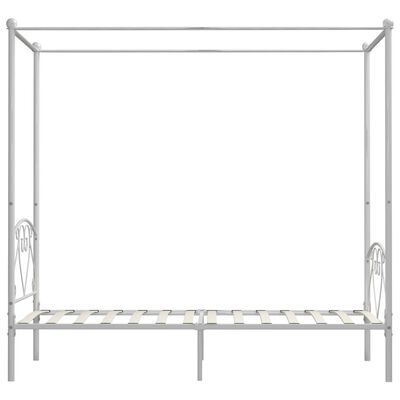 vidaXL Rama łóżka z baldachimem, biała, metalowa, 90 x 200 cm