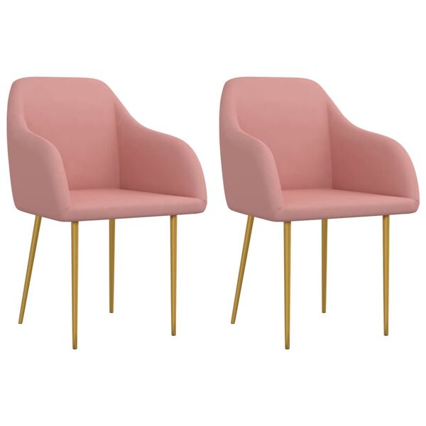 vidaXL Krzesła stołowe, 2 szt., r&oacute;żowe, obite aksamitem