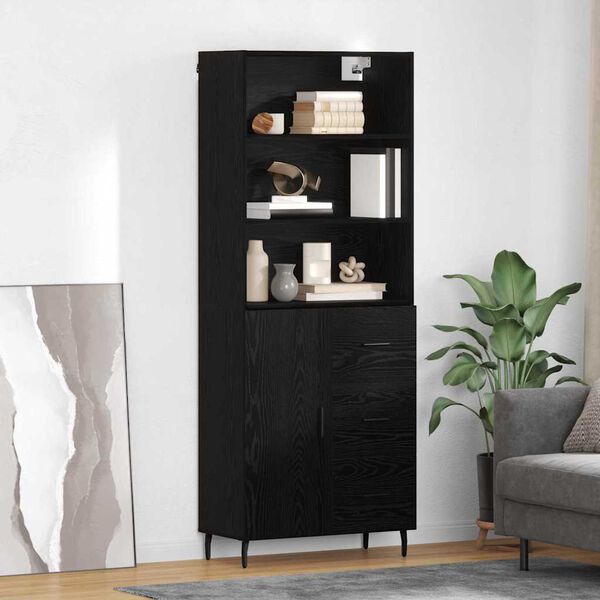 vidaXL Highboard z szufladą Czarny Dąb 69,5 x 34 x 180 cm