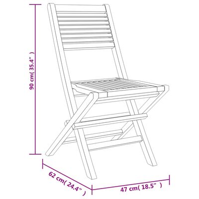 vidaXL Składane krzesła ogrodowe, 6 szt., 47x62x90 cm, drewno tekowe