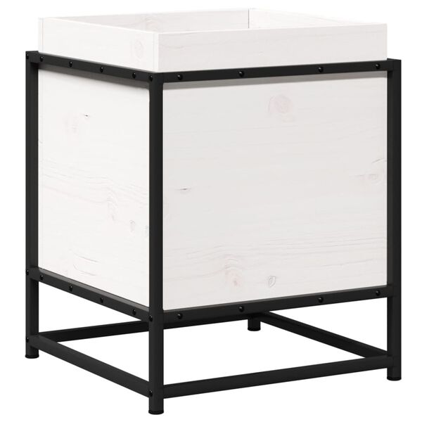 vidaXL Donica ogrodowa, biała, 40x40x50 cm, lite drewno sosnowe