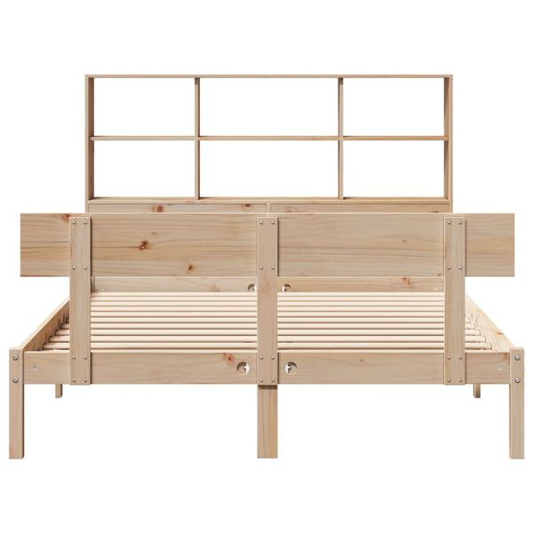 vidaXL Łóżko z regałem, bez materaca, 140x200 cm, lite drewno sosnowe