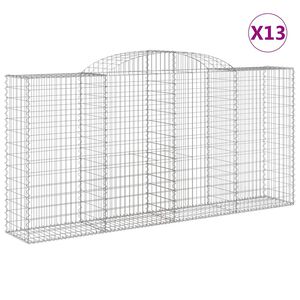 vidaXL Kosze gabionowe, 13 szt, 300x50x140/160cm, galwanizowane żelazo