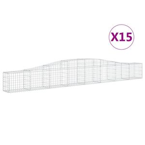 vidaXL Kosze gabionowe, 15 szt, 400x30x40/60 cm, galwanizowane żelazo