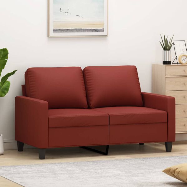 vidaXL 2-osobowa sofa, winna czerwień, 120 cm, sztuczna sk&oacute;ra