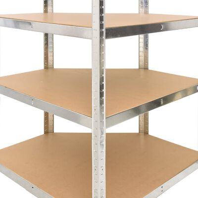 vidaXL Regał narożny z 5 półkami, stal i materiał drewnopochodny
