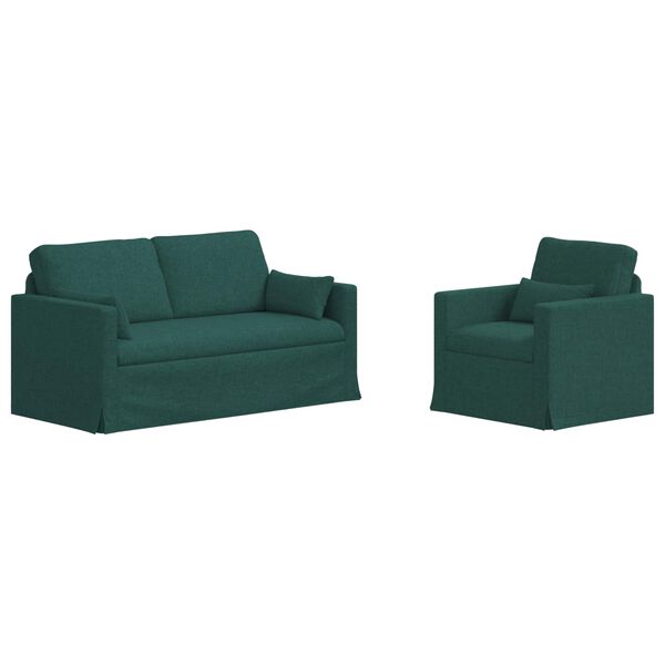 vidaXL Sofa 2 pcs Ciemna zieleń 158 x 78 x 80 cm tkanina