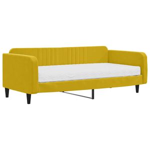 vidaXL Sofa z materacem do spania, ż&oacute;łta, 100x200 cm, aksamit