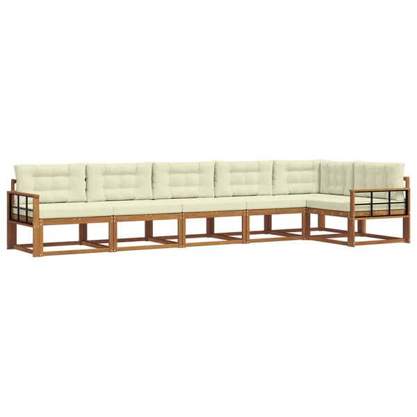 vidaXL Zestaw sof na zewnątrz z poduszką 6 pcs Naturalny i Kremowy