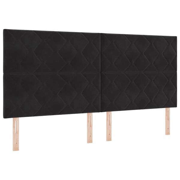 vidaXL Ł&oacute;żko z sprężyną LED z materacem Czarny 200 x 200 cm tkanina
