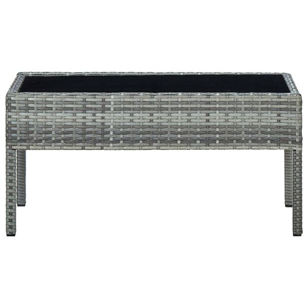 vidaXL Stolik ogrodowy, szary, 75x40x37 cm, rattan PE