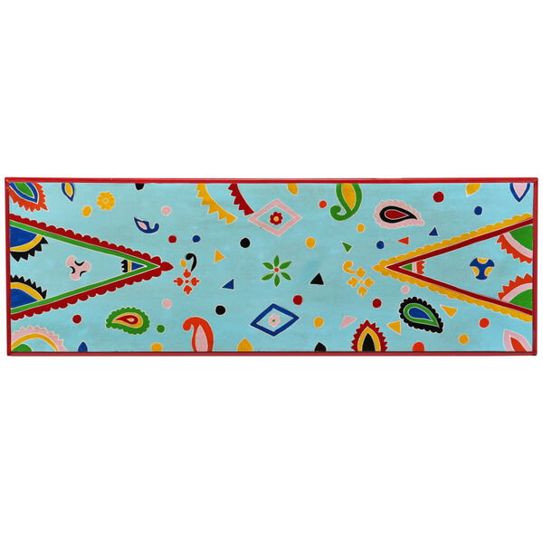 vidaXL Stolik konsola, drewno mango, niebieski, ręcznie malowany