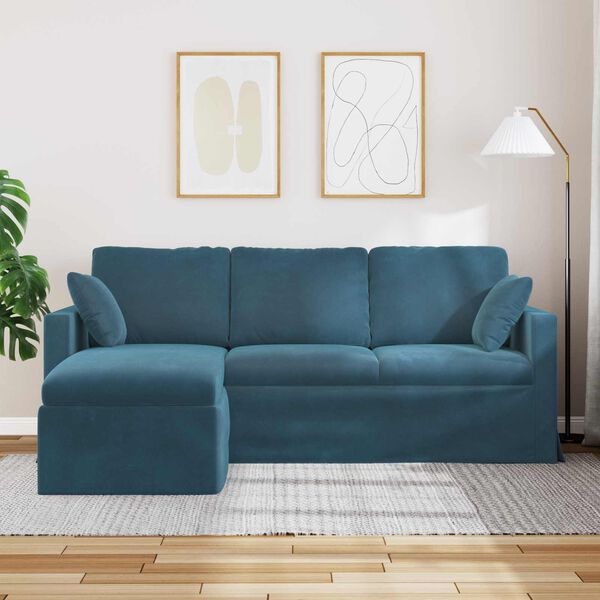 vidaXL Sofa Niebieski 198 x 134 x 80 cm Aksamit