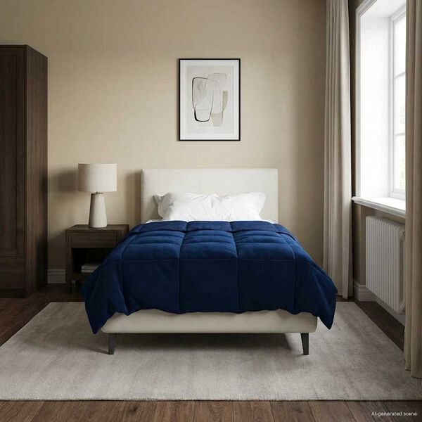 vidaXL Zimowa Kołdra Ciemnoniebieski 140 x 200 cm Mikrofibra