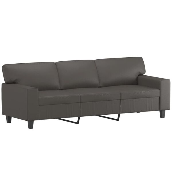vidaXL 3-osobowa sofa, szara, 180 cm, sztuczna sk&oacute;ra