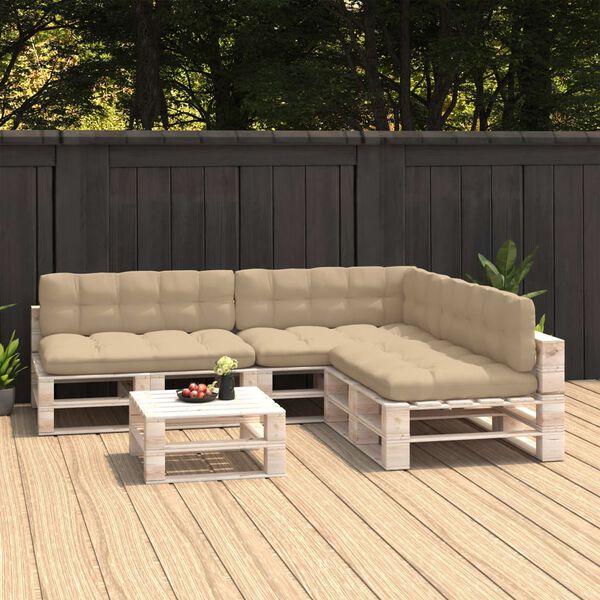 vidaXL Poduszki na sofę z palet, 7 szt., beżowe